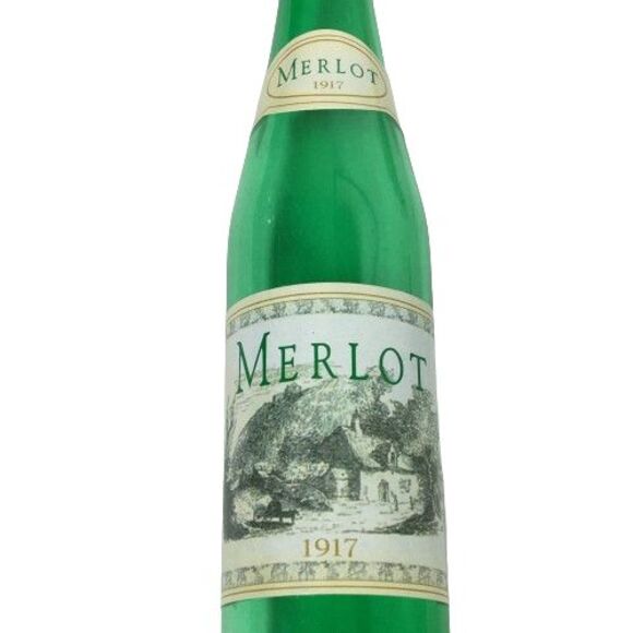 Old World White Wine Bottle 1917 Merlot Green Glass Christmas Ornament SCF 6" - Picture 3 of 6